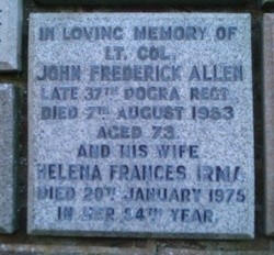 Memorial to John Frederick Allen and Helena Frances Irma (Gould) Allen