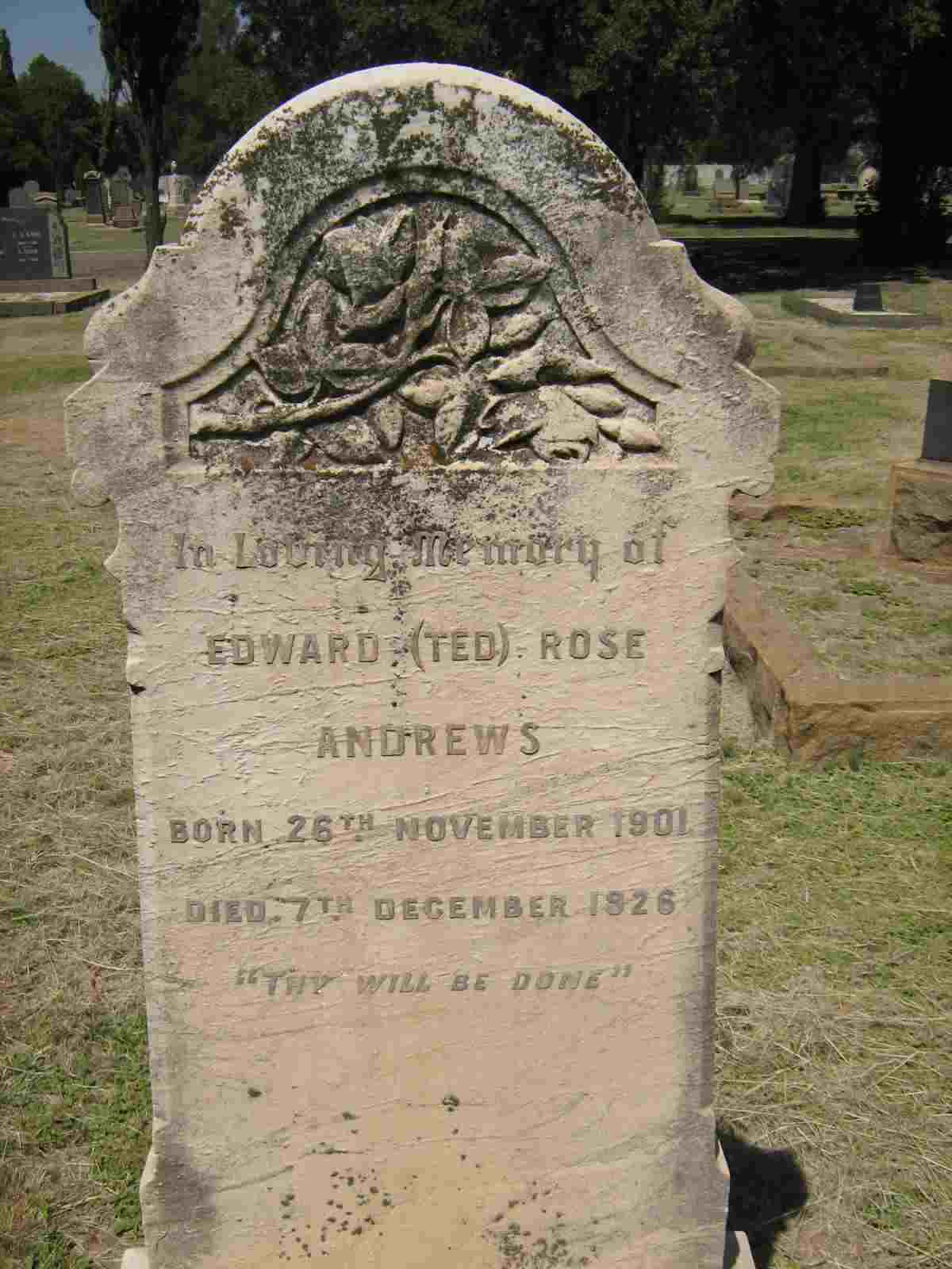 Gravestone of Edward Rose Andrews,