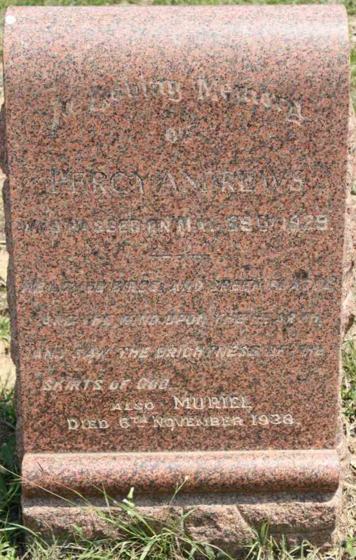 Headstone of Percy Andrews and Muriel (Andrews) Gibb