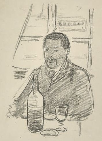 Portrait of a gentleman, probably James Henry Donaldson, with a glass of wine, by Robert Polhill Bevan