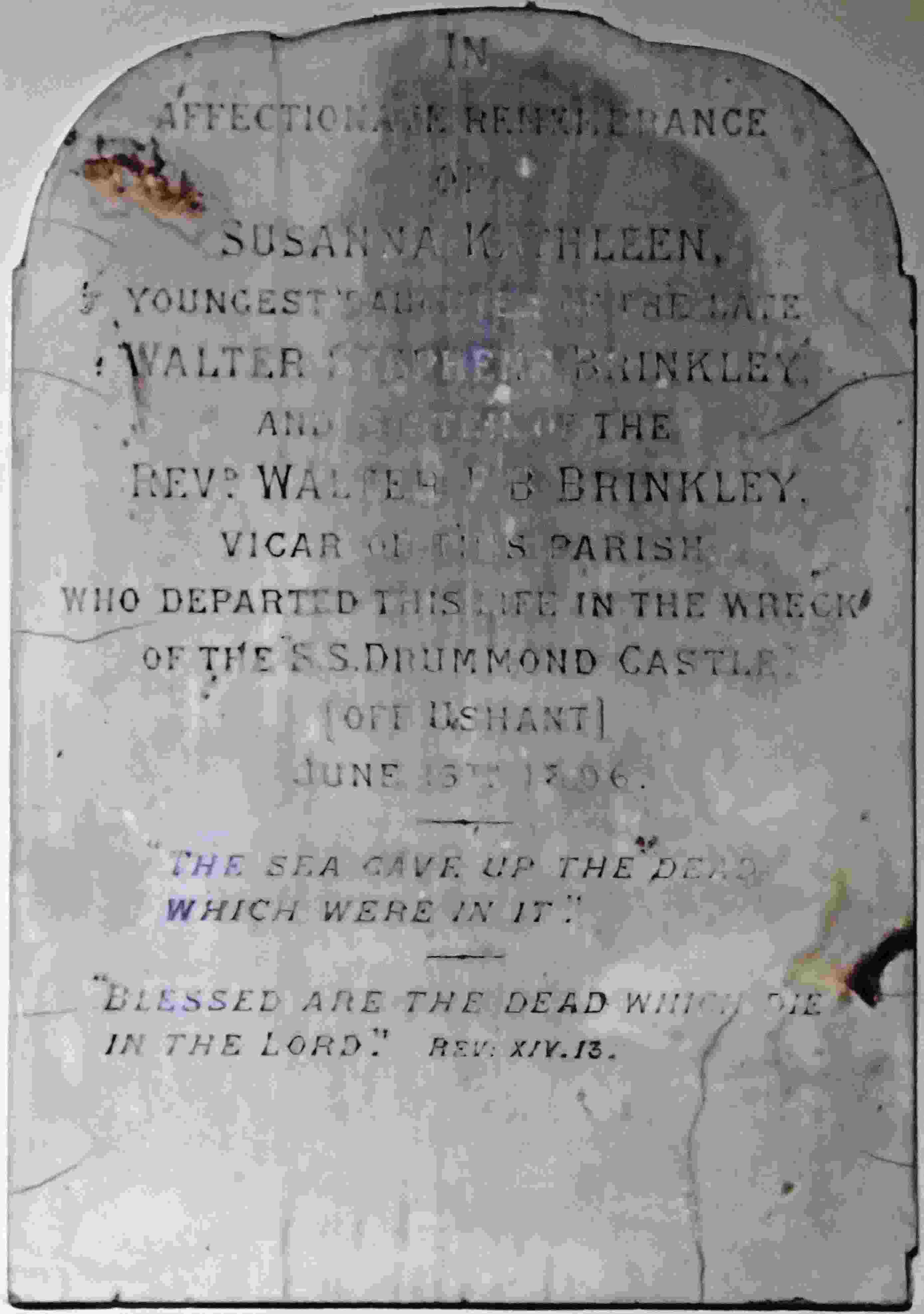 Memorial to Susannah Kathleen Brinkley