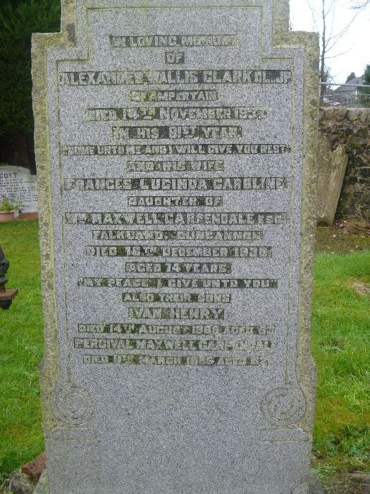 Gravestone of Frances Lucinda Caroline (Carpendale) Clark