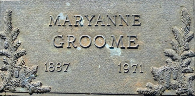 Mary Anne (Crathorne, Wolf) Groome gravestone