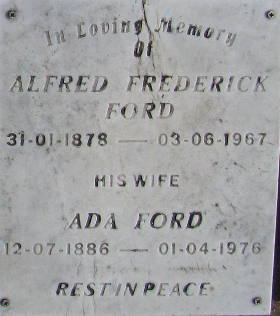 Memorial to Alfred Frederick Ford and Ada (Wallis) Ford