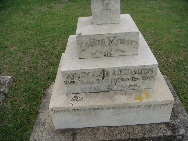 Gravestone of Mary Ann (Ford) Andrews