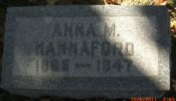 Anna Marie (Hartmann) Hannaford headstone