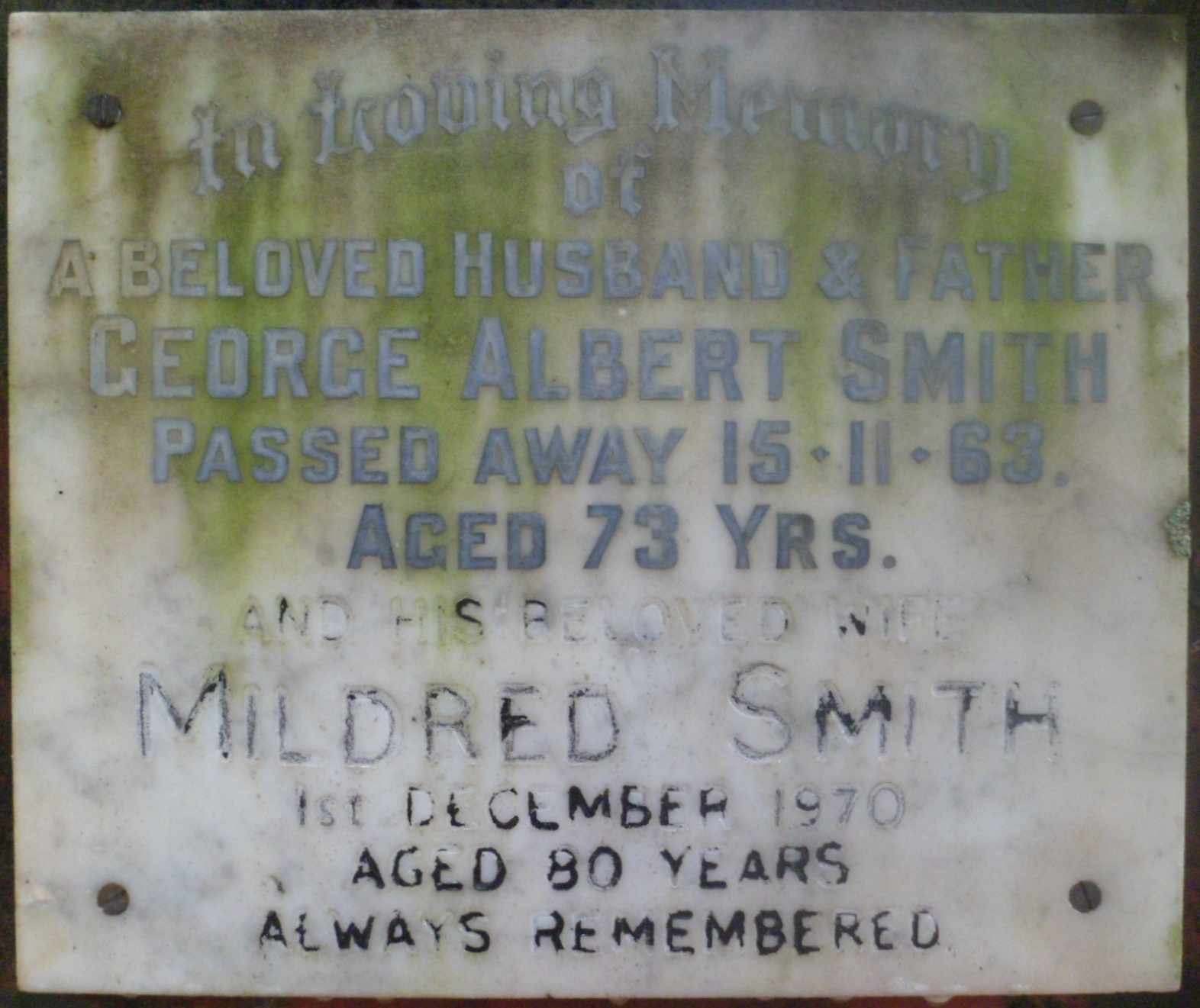 Memorial to George Albert Smith and Mildred (Lawson) Smith