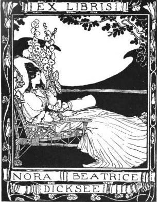 Bookplate of Nora Beatrice (Plumbe) Dicksee