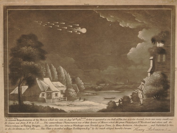 1783 Great Meteor etching by Henry Robinson