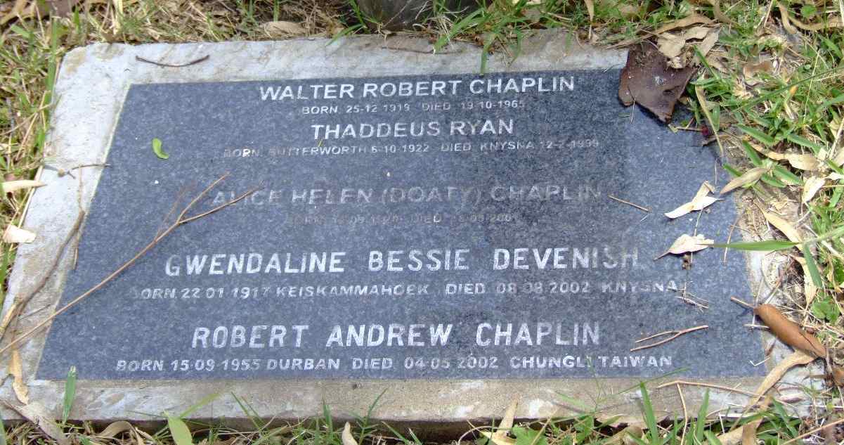 Gravestone of Gwendaline Bessie (Ryan) Devenish