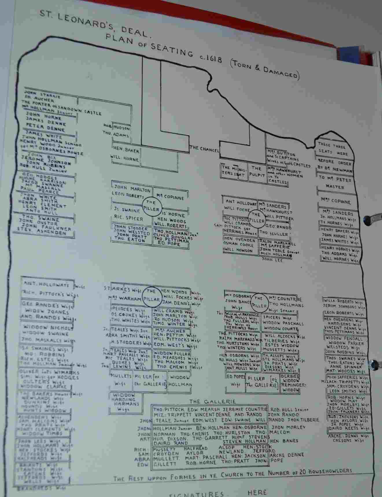 St Leonard Deal seating plan c1618