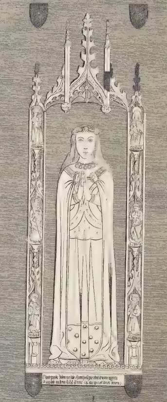 18thC illustration of Memorial brass of Joan Stanhope