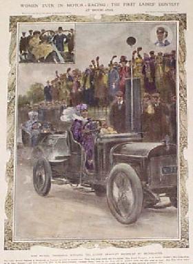 Miss Muriel Thompson Winning the Ladies Bracelet Handicap at Brooklands