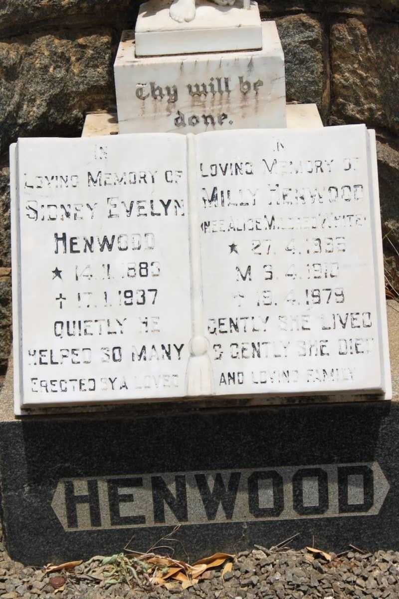 Alice Mildred White and Sidney Evelyn Henwood headstone