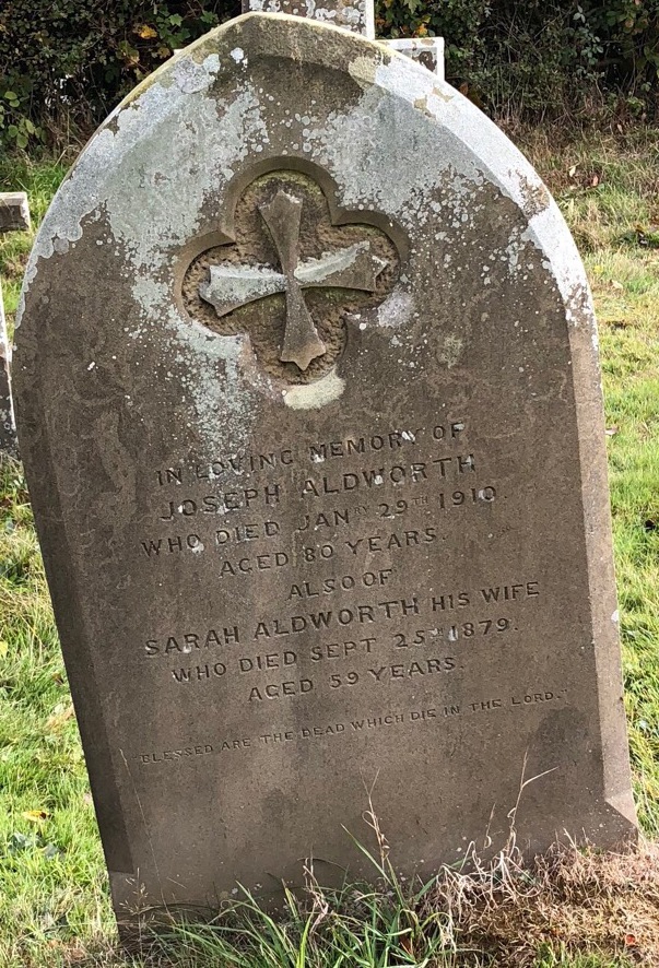 Headstone of Joseph Aldworth and Sarah (Inwood) Aldworth in Stoke Row, Oxfordshire