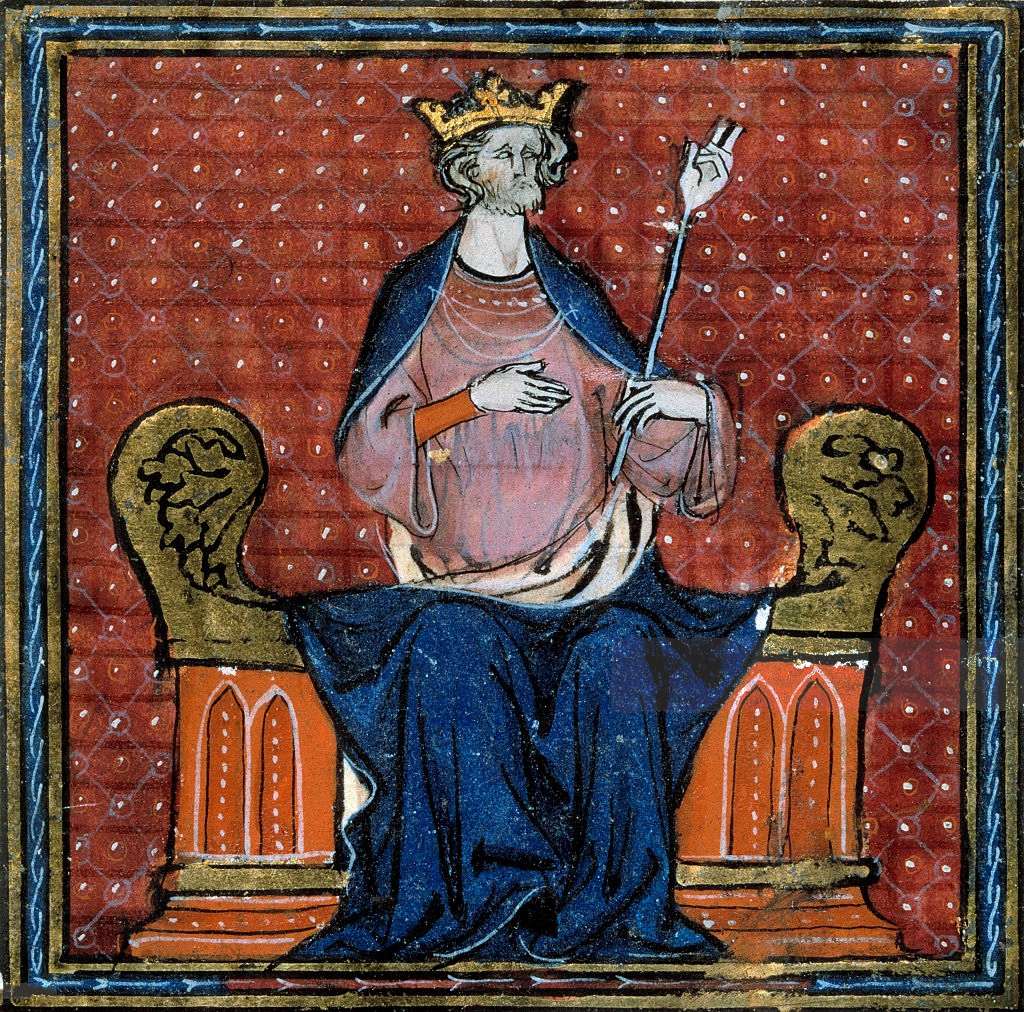 Medieval miniature of the coronation of Hugh Capet